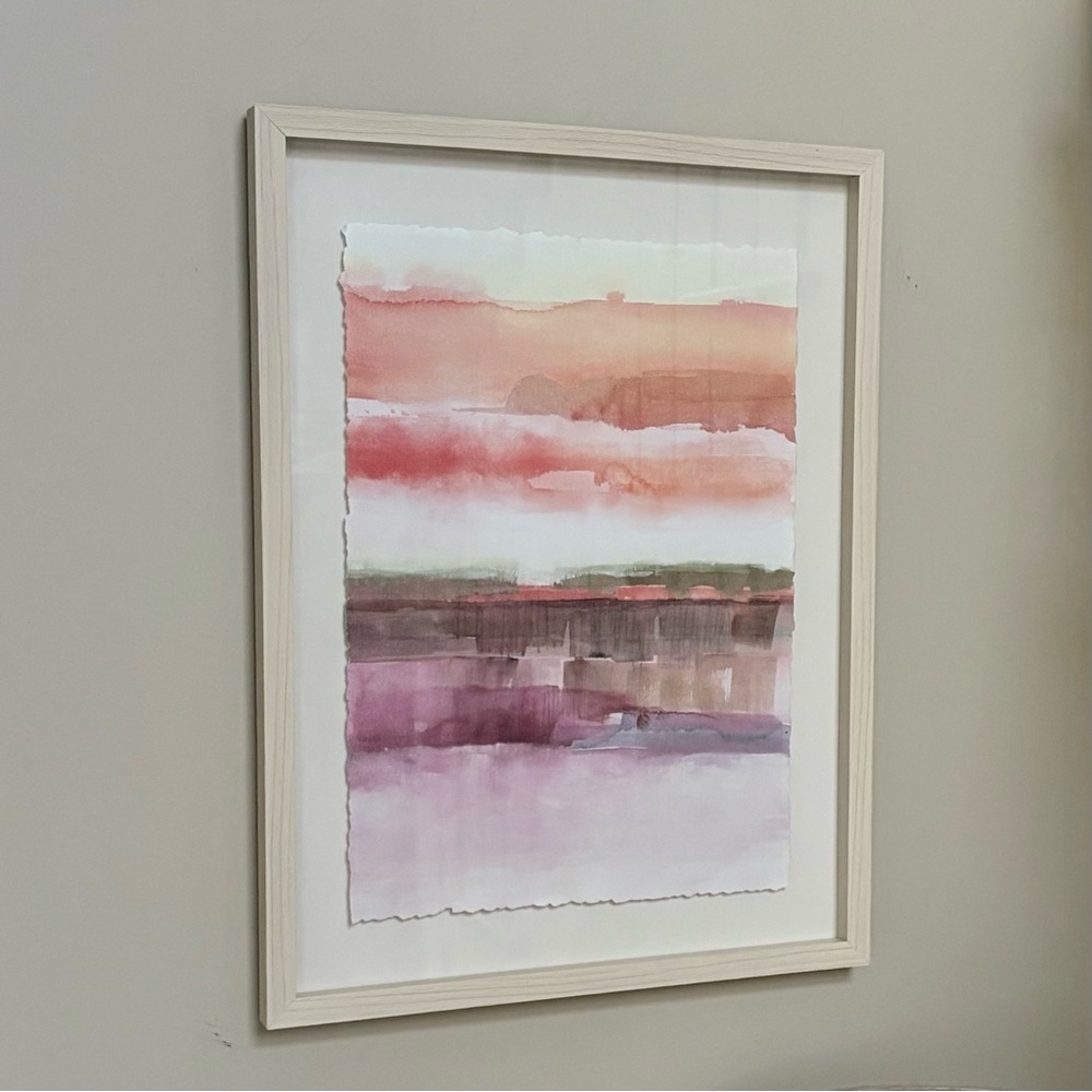 Threshold Abstract Watercolor Art Wall Decor Pink Purple Cream Frame 24" X 18" - Picture 4 of 10
